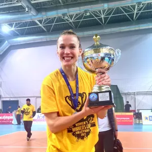 Tatiana Kulikova Mittelblockerin. Griechische Pokalfeier